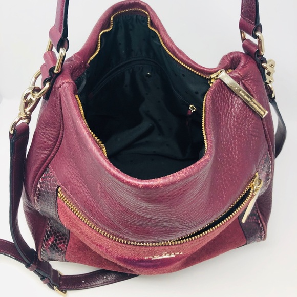 Kate Spade Maroon Handbag Crossbody Suede Leather - Picture 6 of 6